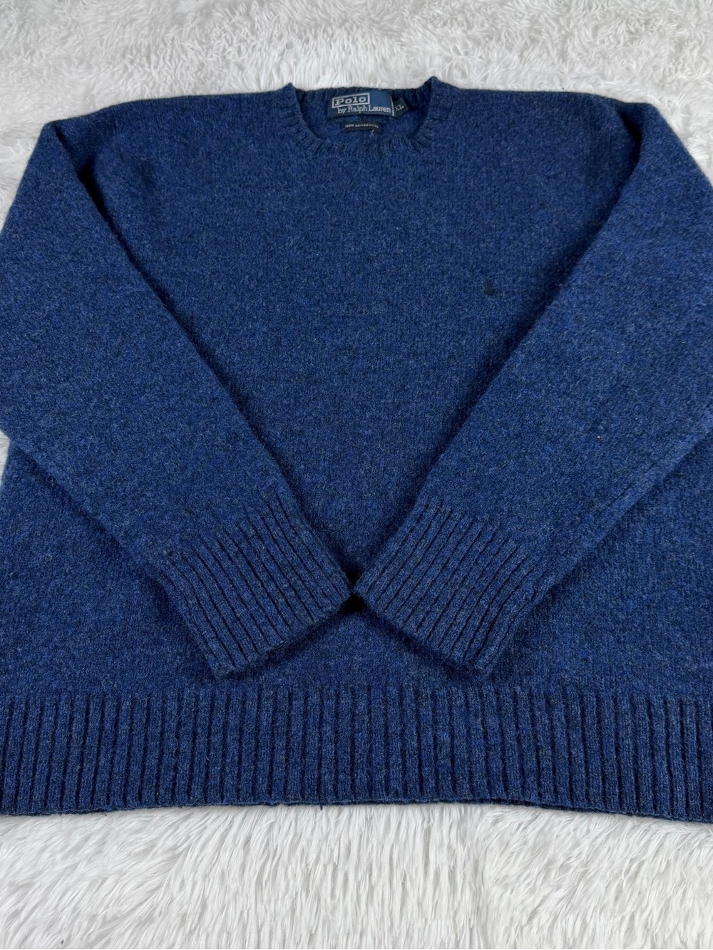 Polo Ralph Lauren Sweater Vintage Men’s Size XL 100% Lambs Wool Navy Blue Y2K